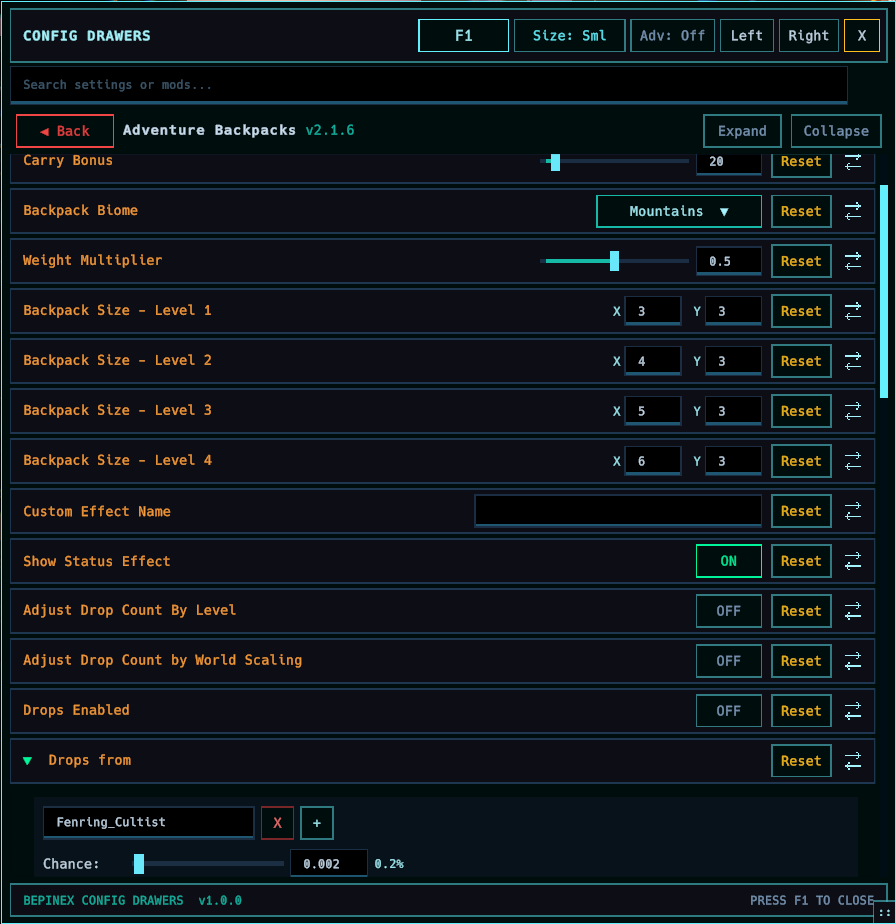 Interactive Settings Drawers